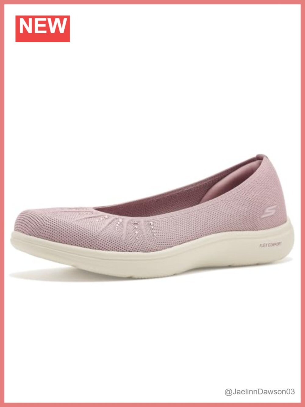 Slip-On Stretch Knit Ballet Flats with Rhinestone Embellishments
